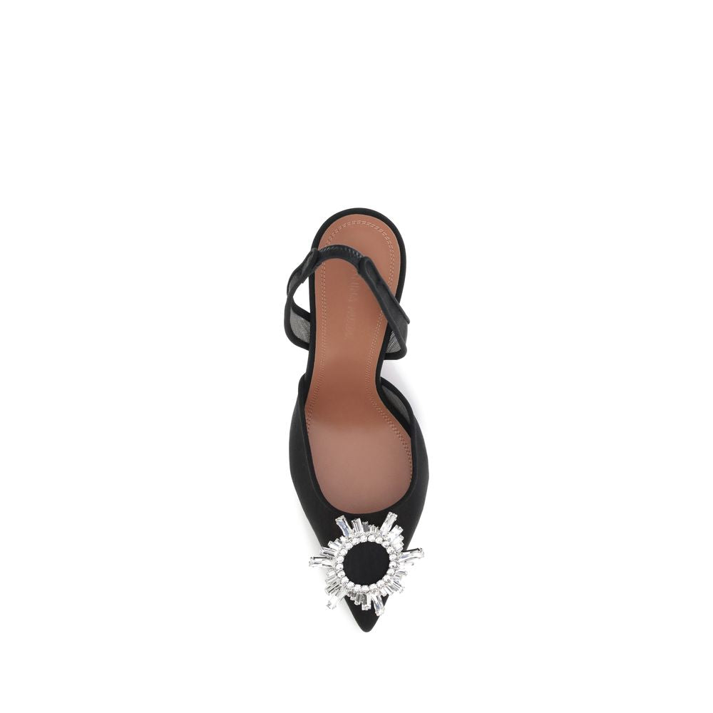 Amina Muaddi Schwarze Polyester High Heels