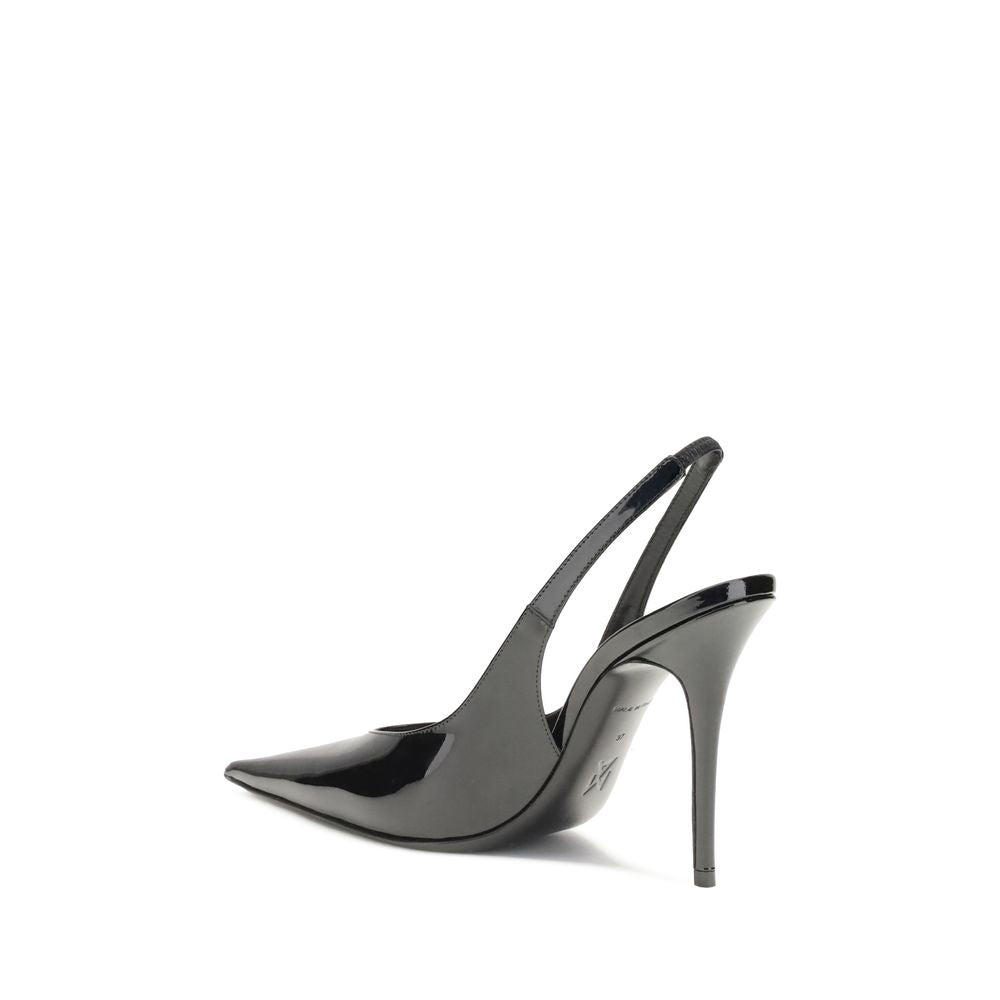 Amina Muaddi Schwarze Leder-Pumps