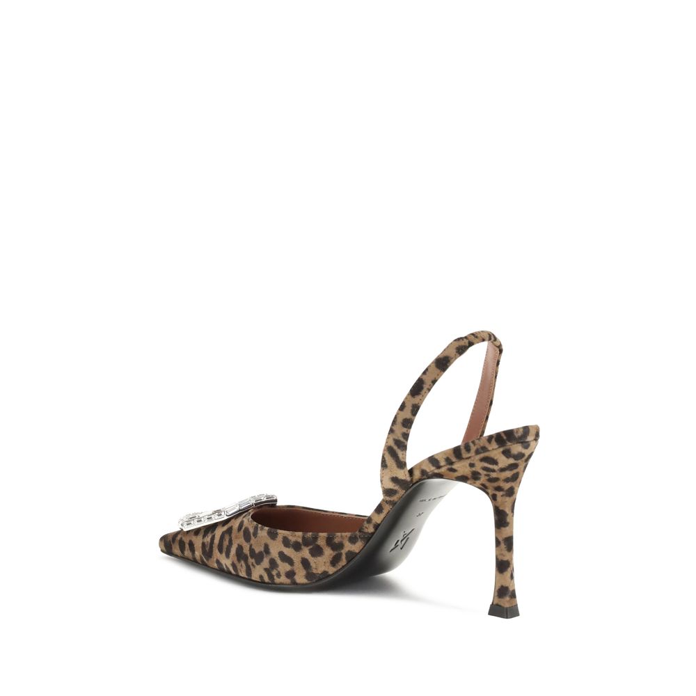 Amina Muaddi Bunte Seidenpumps mit hohen Absätzen