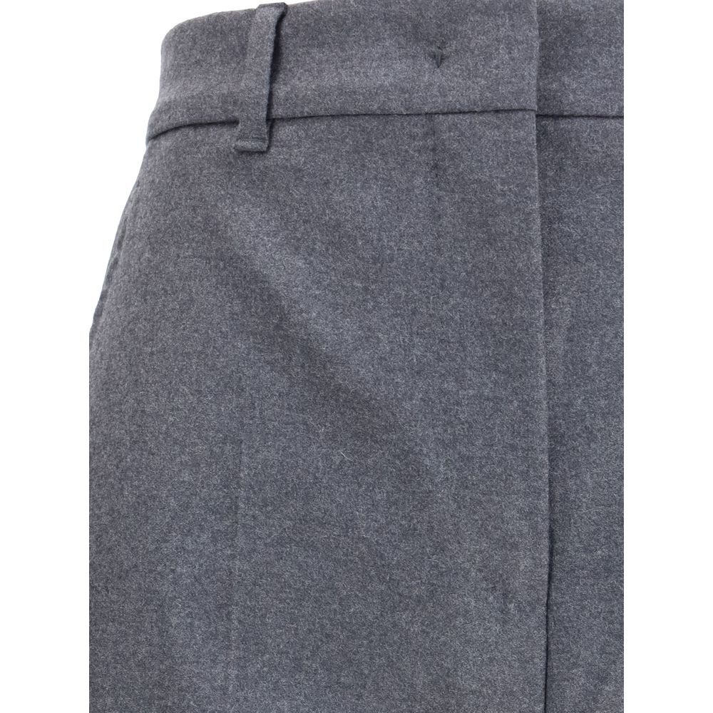 Max Mara Graue Woll-Fleece-Hose im Casual-Look