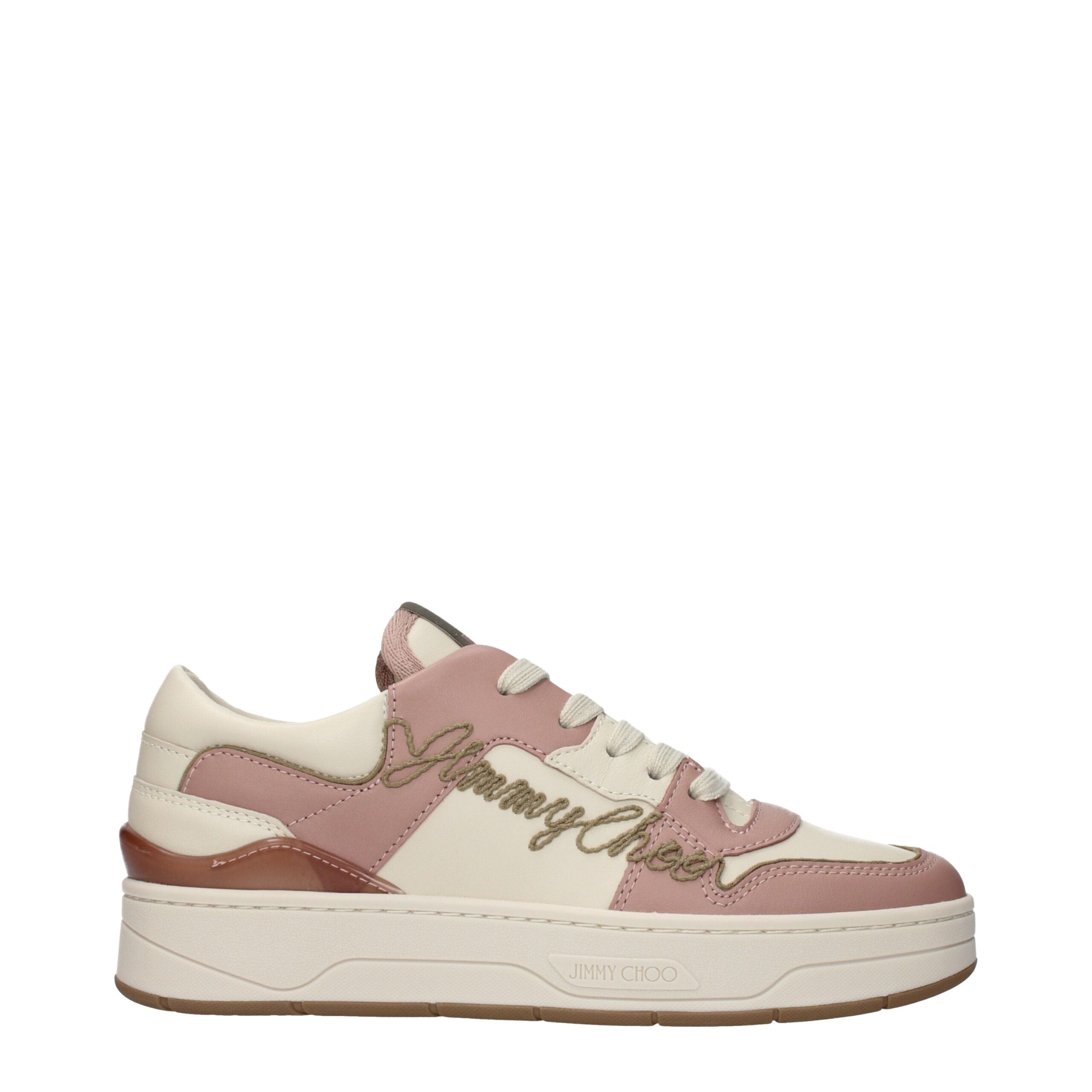 Jimmy Choo Rosa Leder-Sneaker mit niedrigem Schaft