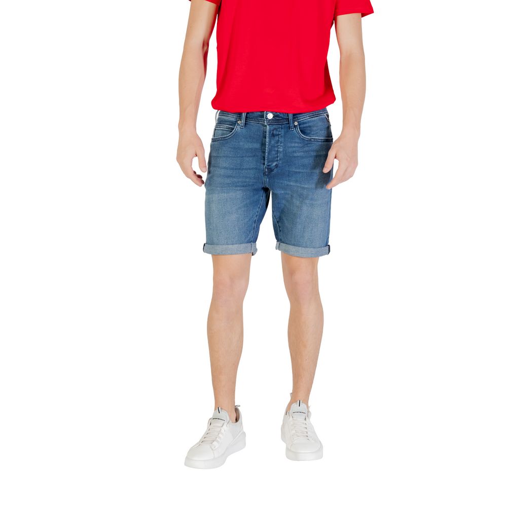 Replay Blaue Baumwoll-Bermuda-Shorts