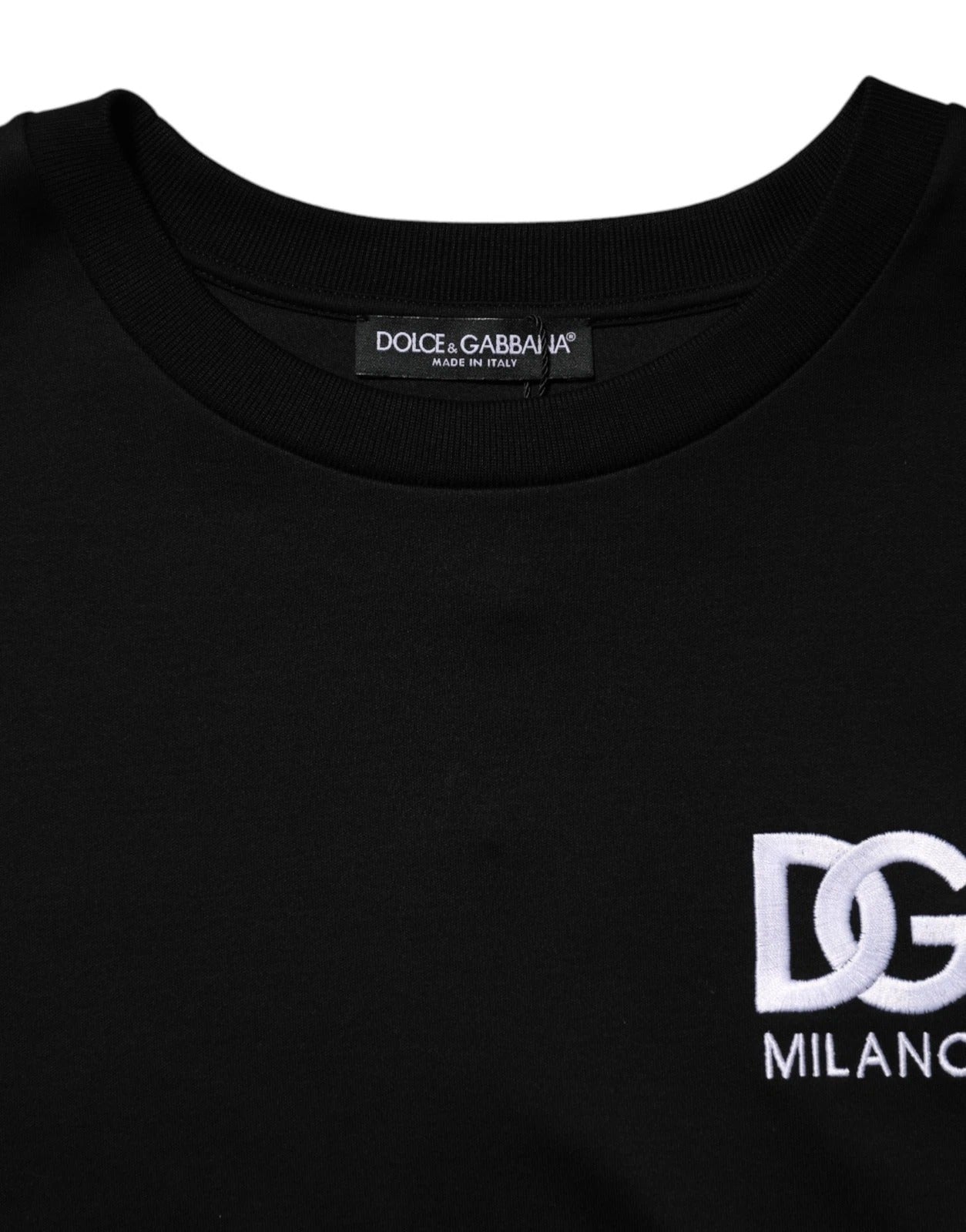 Dolce & Gabbana Schwarzes T-Shirt mit DG-Logo-Stickerei