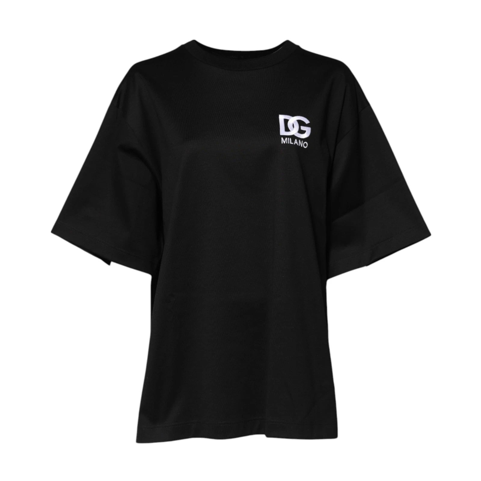Dolce & Gabbana Schwarzes T-Shirt mit DG-Logo-Stickerei