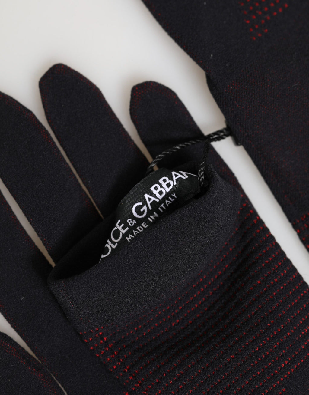 Dolce & Gabbana Schwarze Herren-Handschuhe mit DG-Logo aus Baumwolle