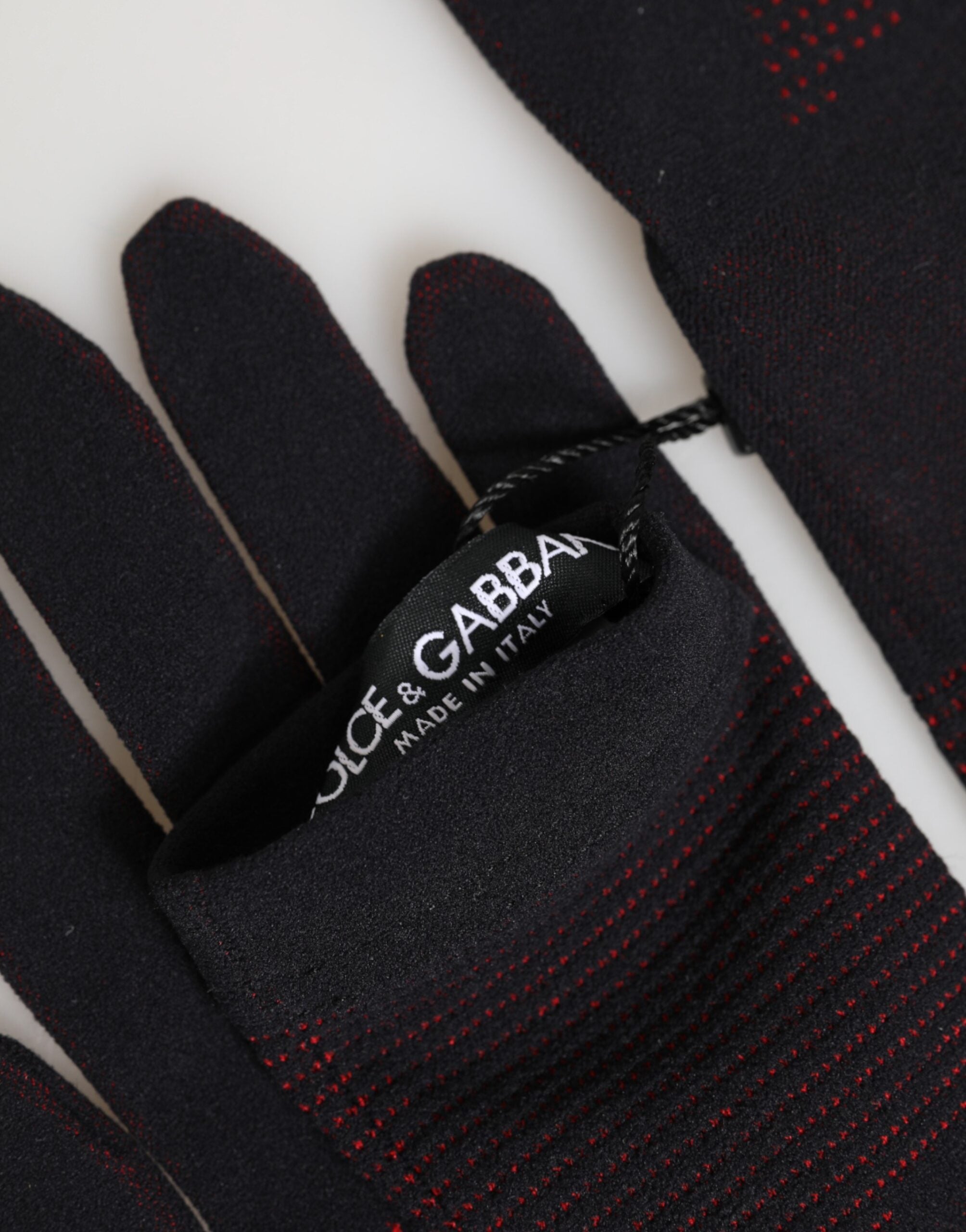 Dolce & Gabbana Schwarze Herren-Handschuhe mit DG-Logo aus Baumwolle