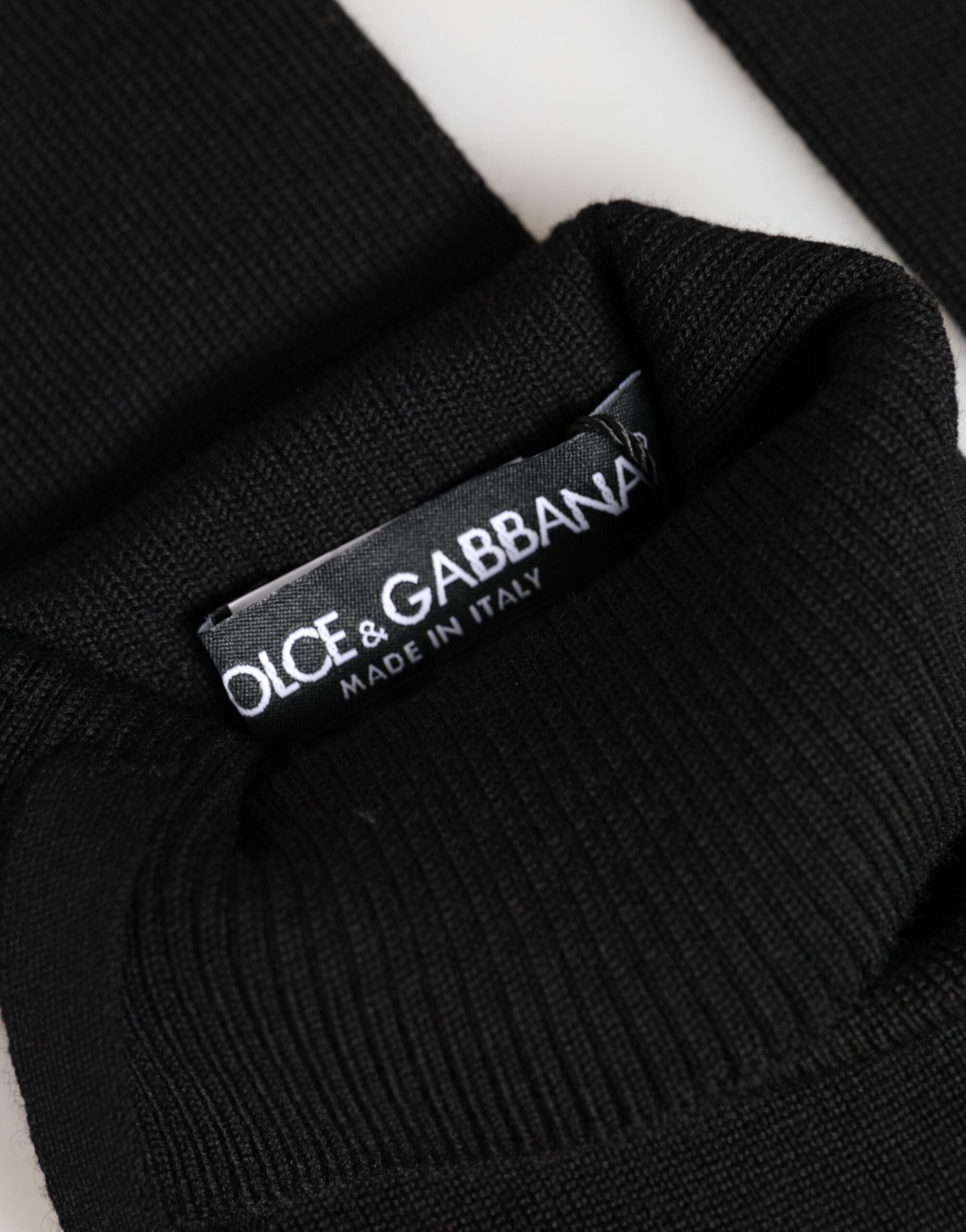 Dolce & Gabbana Schwarze Fingerlose Herren-Handschuhe aus Jungfernwolle