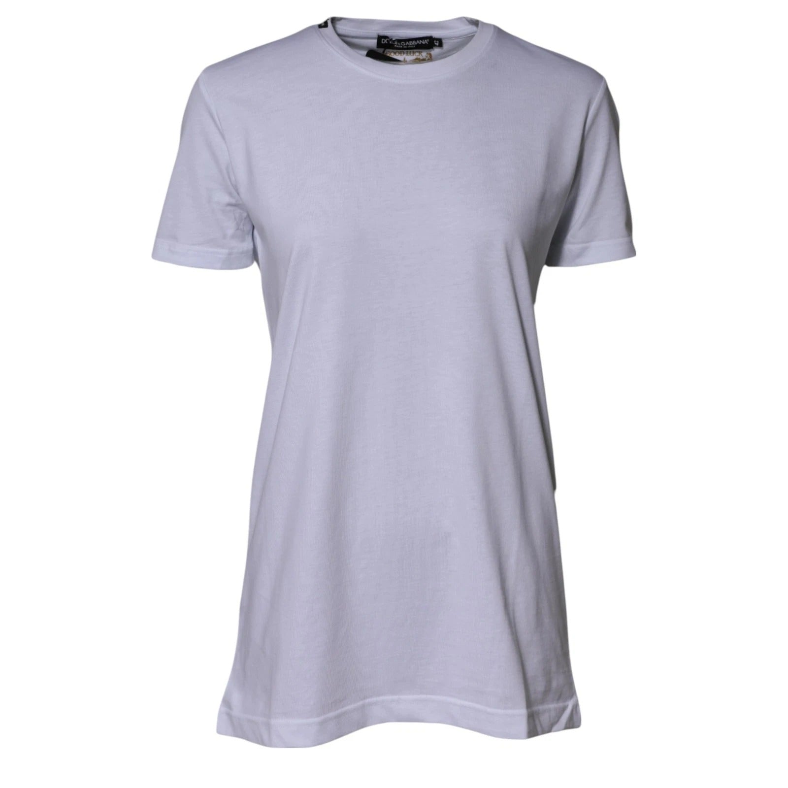 Dolce & Gabbana Weißes Baumwoll-T-Shirt Goodluck 2023 mit Rundhalsausschnitt