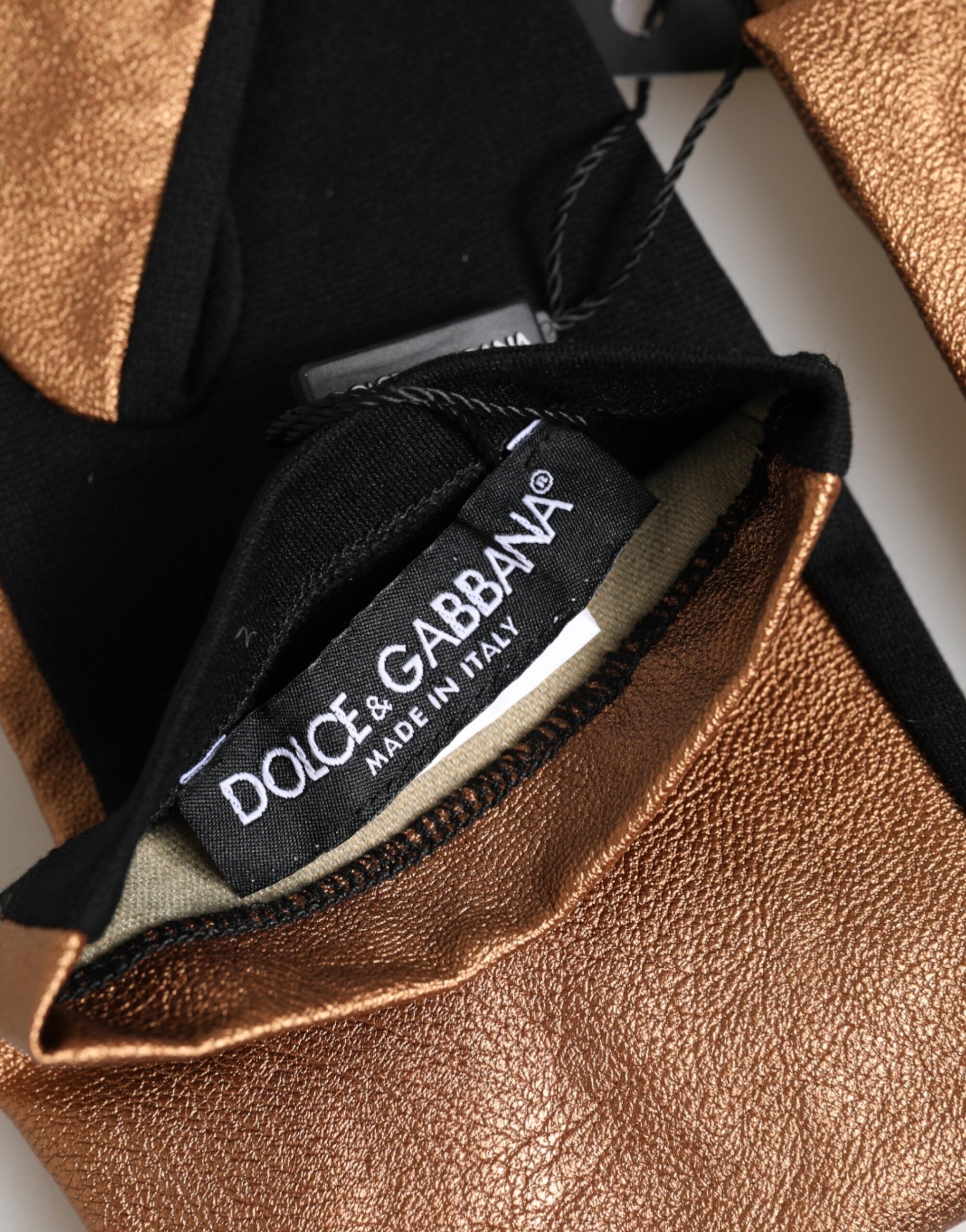 Dolce & Gabbana Braune und schwarze Woll-Handschuhe in Ellenbogenlänge für Herren