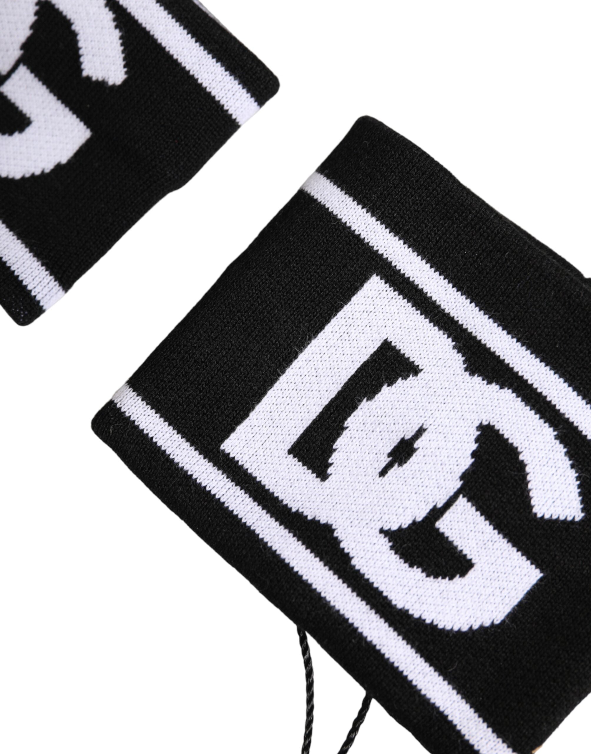 Dolce & Gabbana Schwarzes und weißes DG-Logo-Baumwoll-Armband, 1 Paar