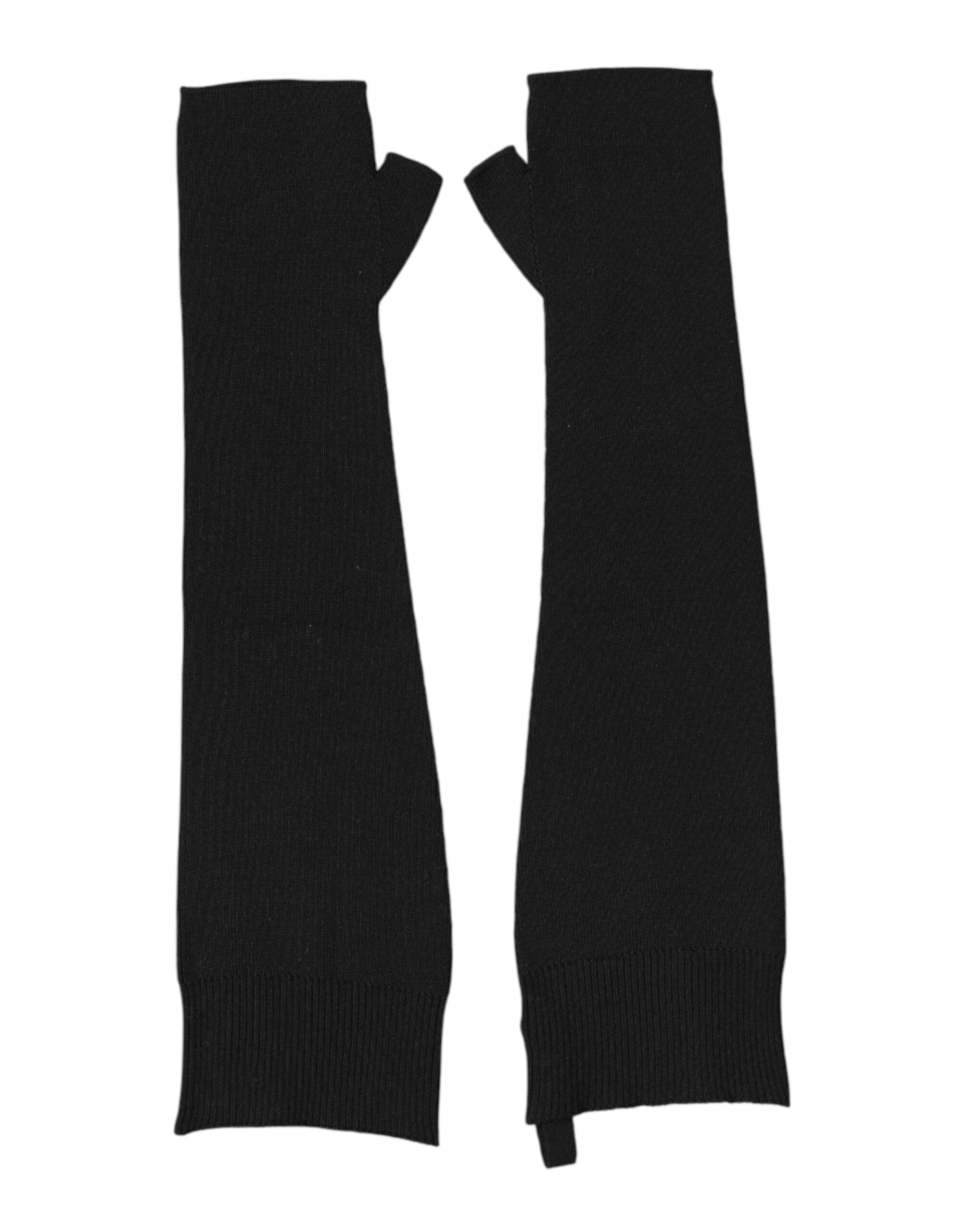 Dolce & Gabbana Schwarze Fingerhandschuhe aus reiner Wolle für Herren