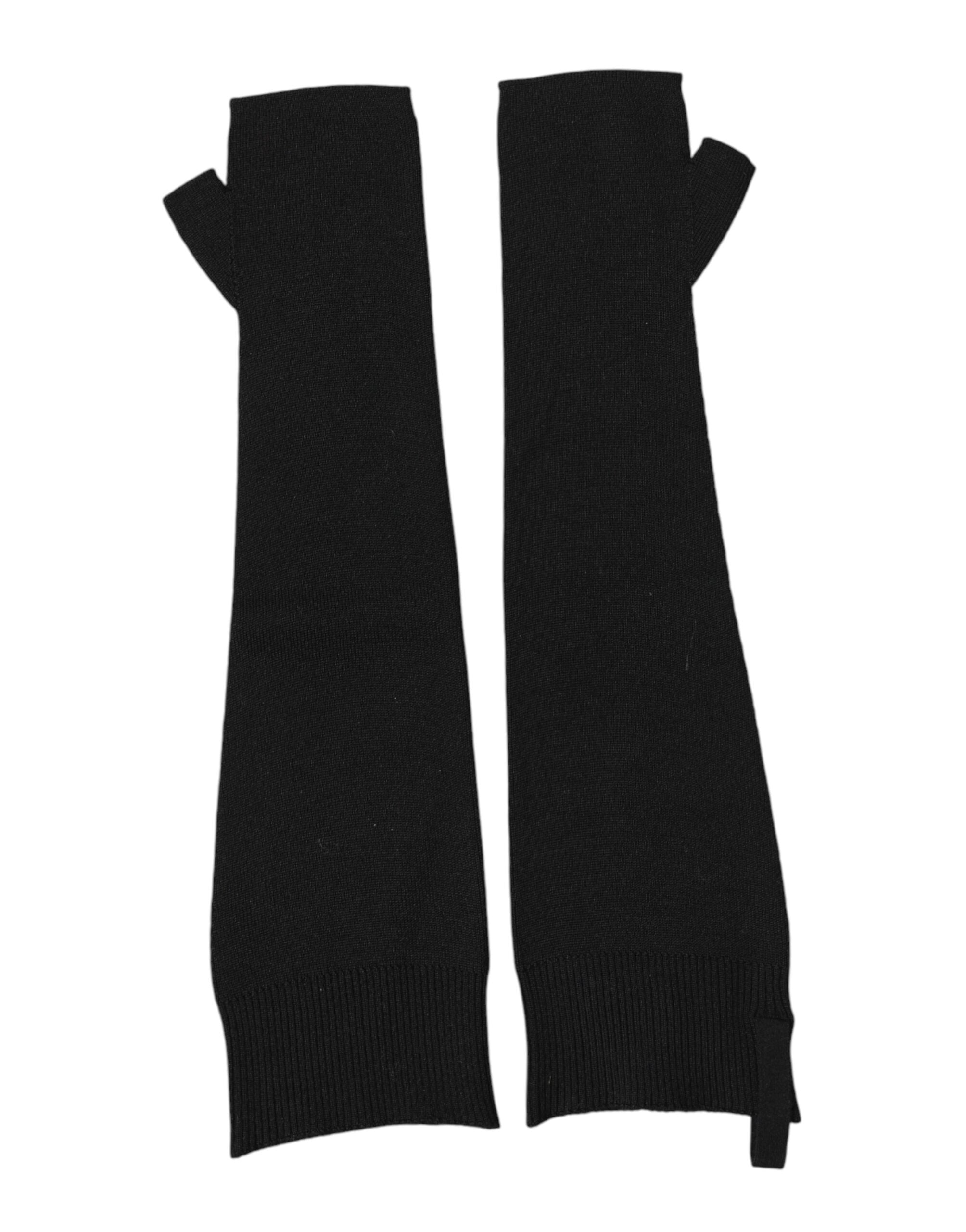 Dolce & Gabbana Schwarze Fingerhandschuhe aus reiner Wolle für Herren