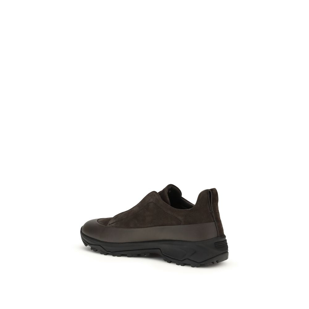 ZEGNA Schwarze Sneaker aus Kalbsleder Bos Taurus