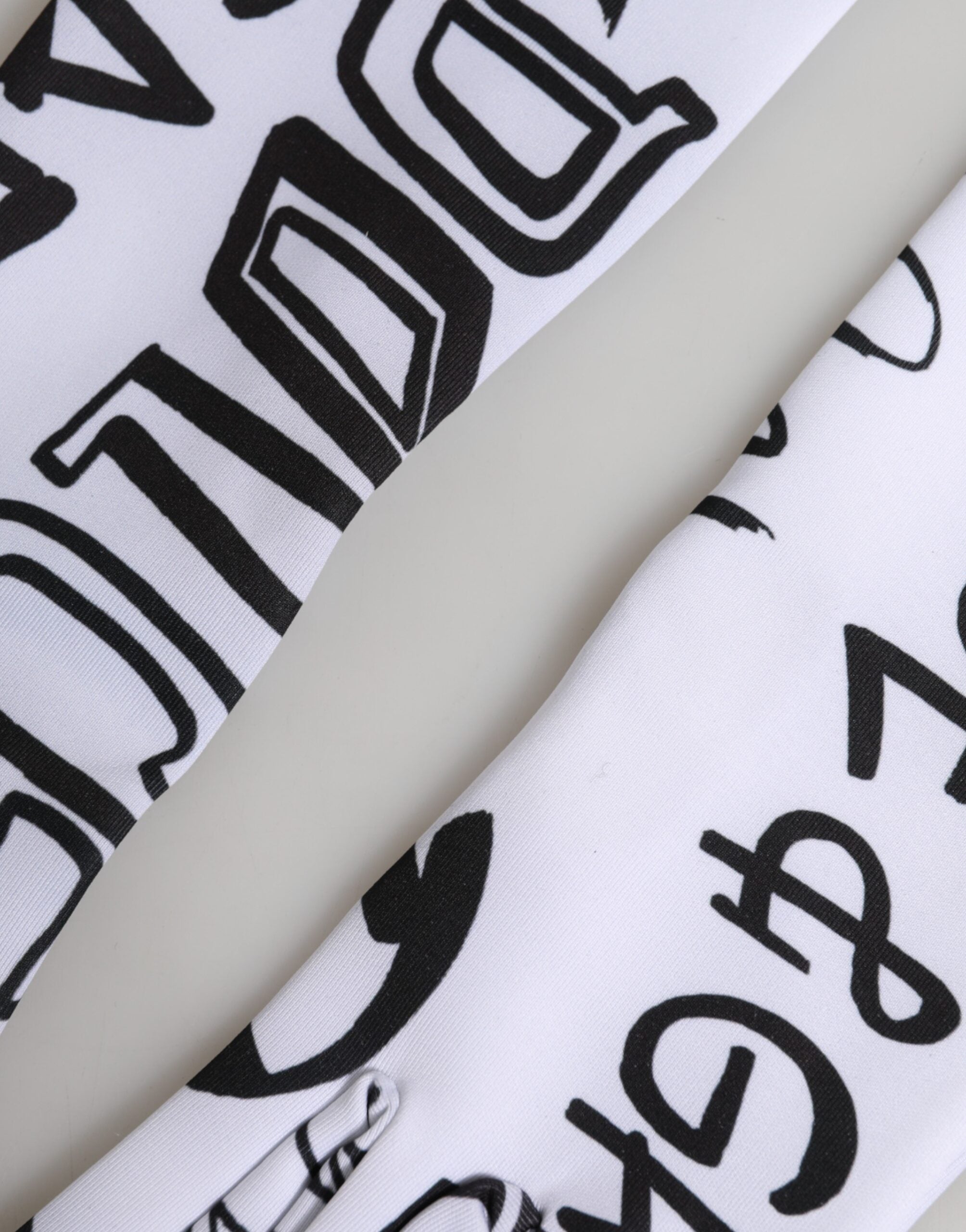 Dolce & Gabbana Schwarze und Weiße DG Logo Ellenbogenlange Handschuhe