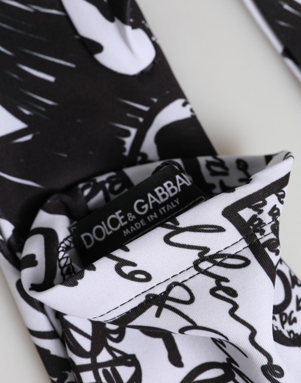 Dolce & Gabbana Handschuhe Schwarz-Weiß DG Logo Ellenbogenlänge