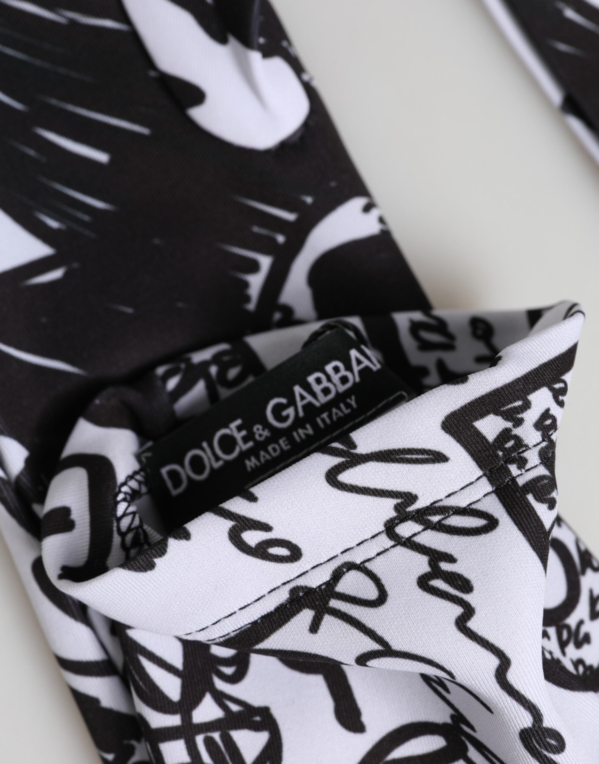 Dolce & Gabbana Handschuhe Schwarz-Weiß DG Logo Ellenbogenlänge