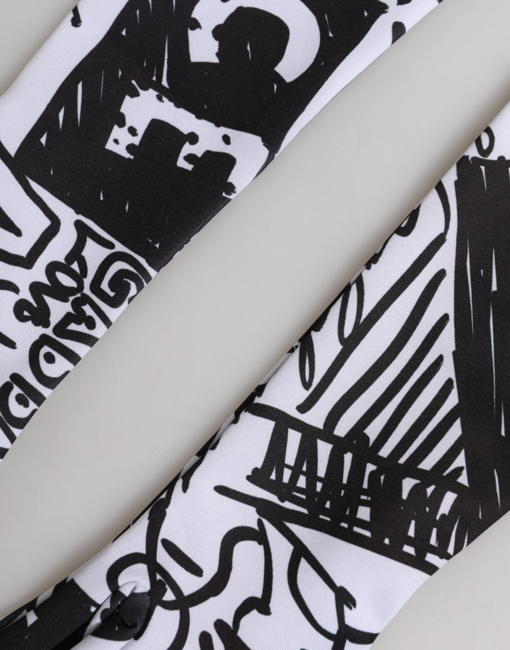 Dolce & Gabbana Handschuhe Schwarz-Weiß DG Logo Ellenbogenlänge