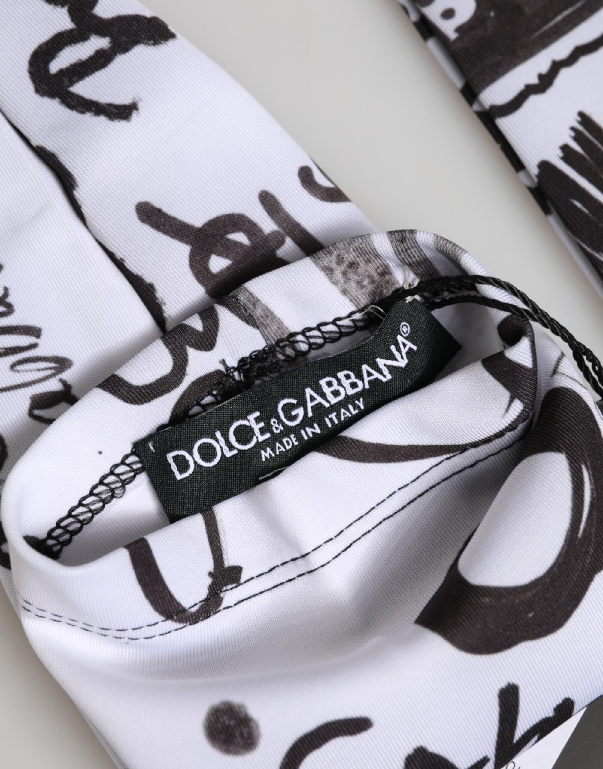 Dolce & Gabbana Schwarze und Weiße DG Logo Ellenbogenlange Handschuhe