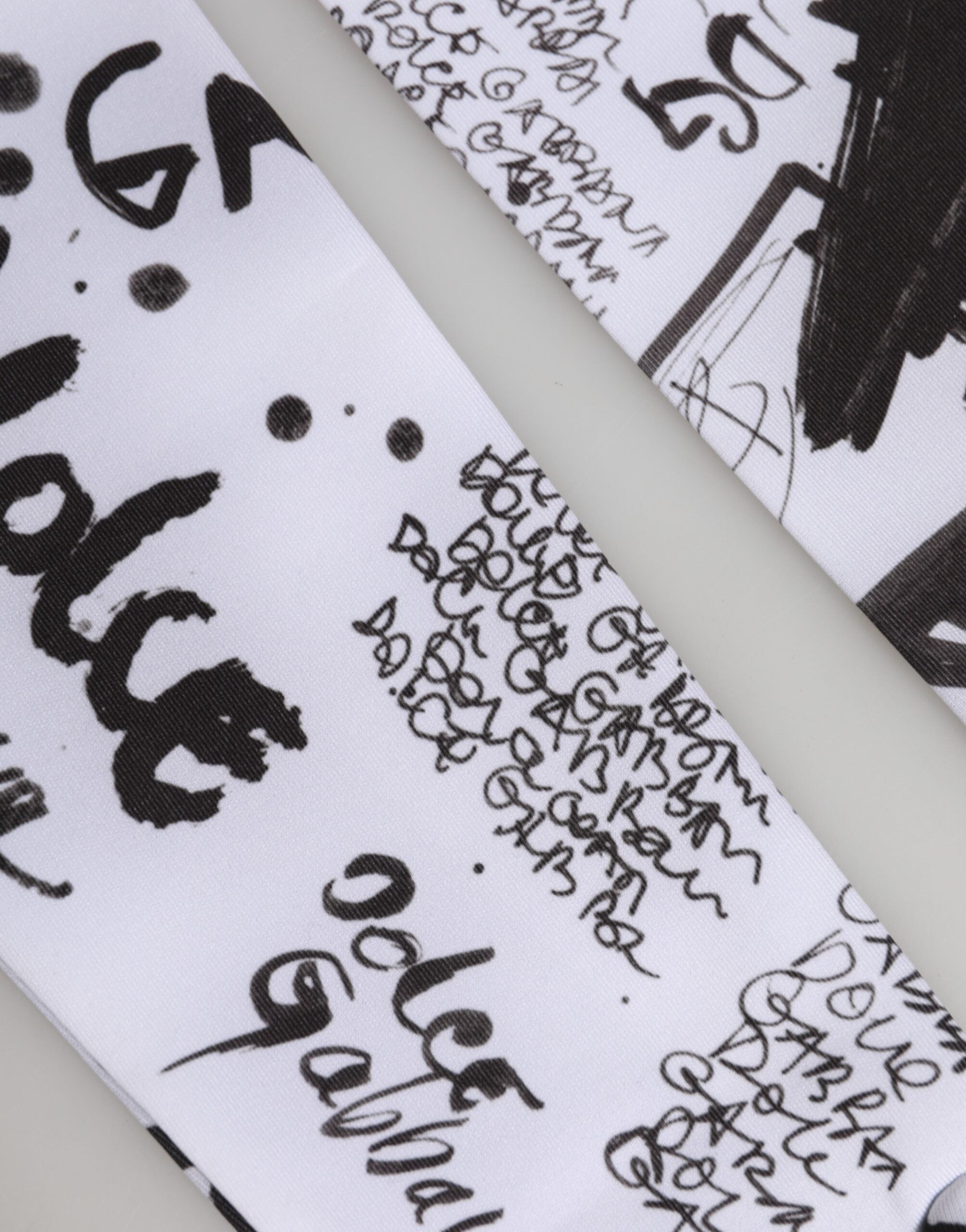 Dolce & Gabbana Schwarze und Weiße DG Logo Ellenbogenlange Handschuhe