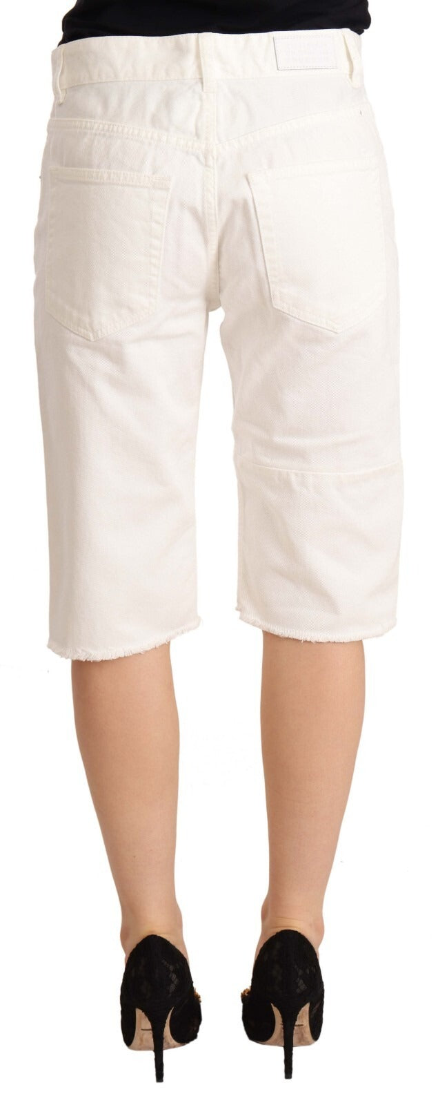 Maison Margiela Weiße Mid-Waist Bermuda-Shorts in Kniehöhe
