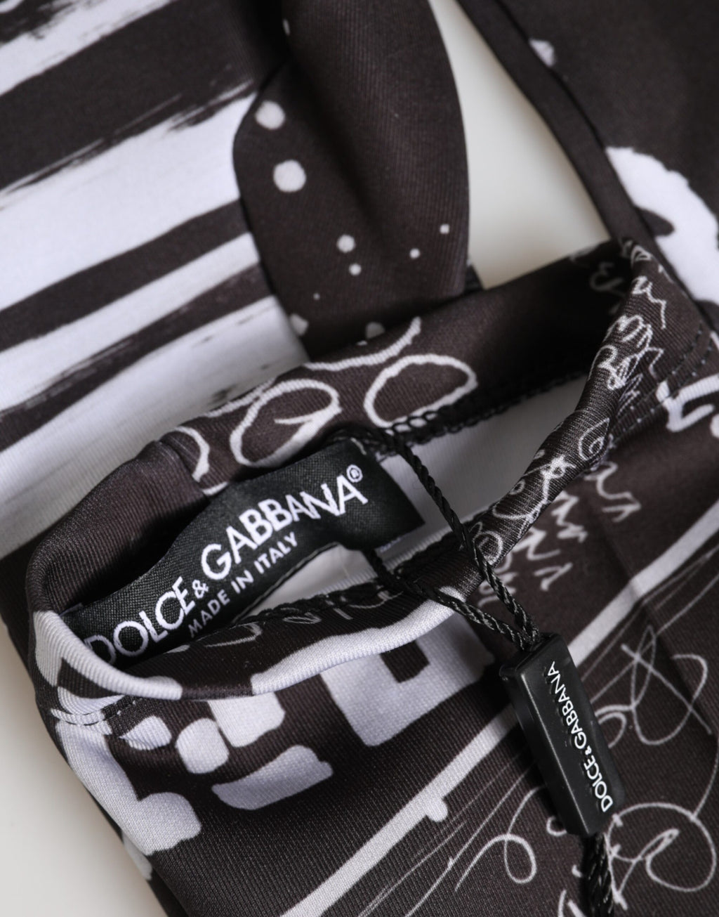Dolce & Gabbana Schwarze und Weiße DG Logo Ellenbogenlange Handschuhe