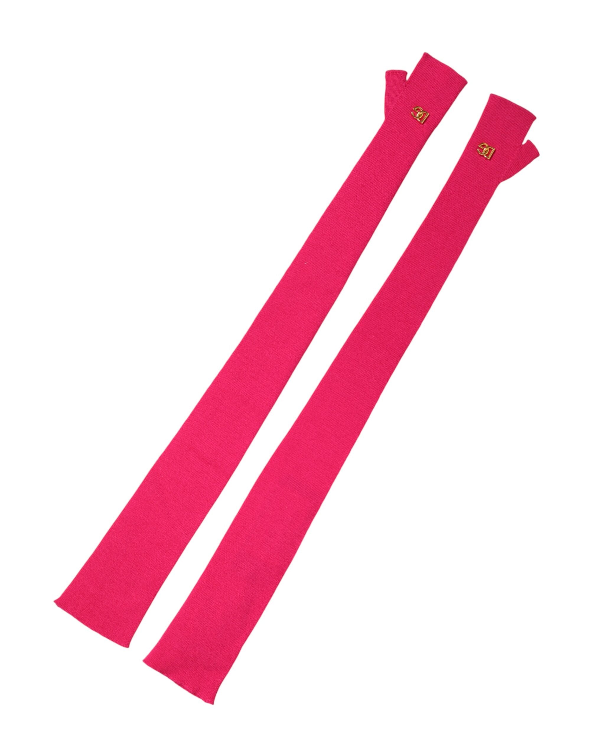 Dolce & Gabbana Rosa Fingerlose Ellenbogenlange Handschuhe aus Wolle