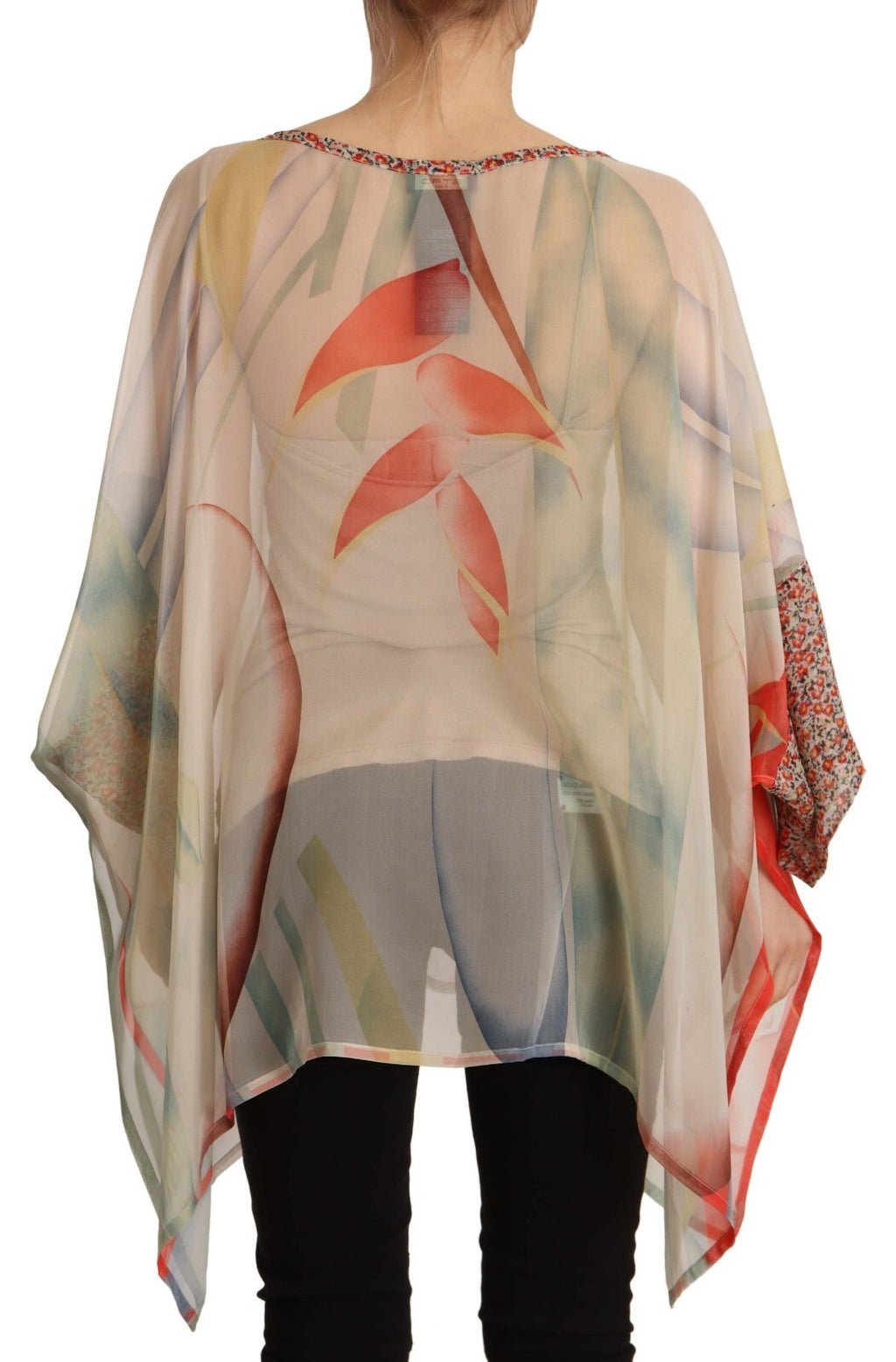 Etro Seidenponcho mit langem Arm und buntem Muster