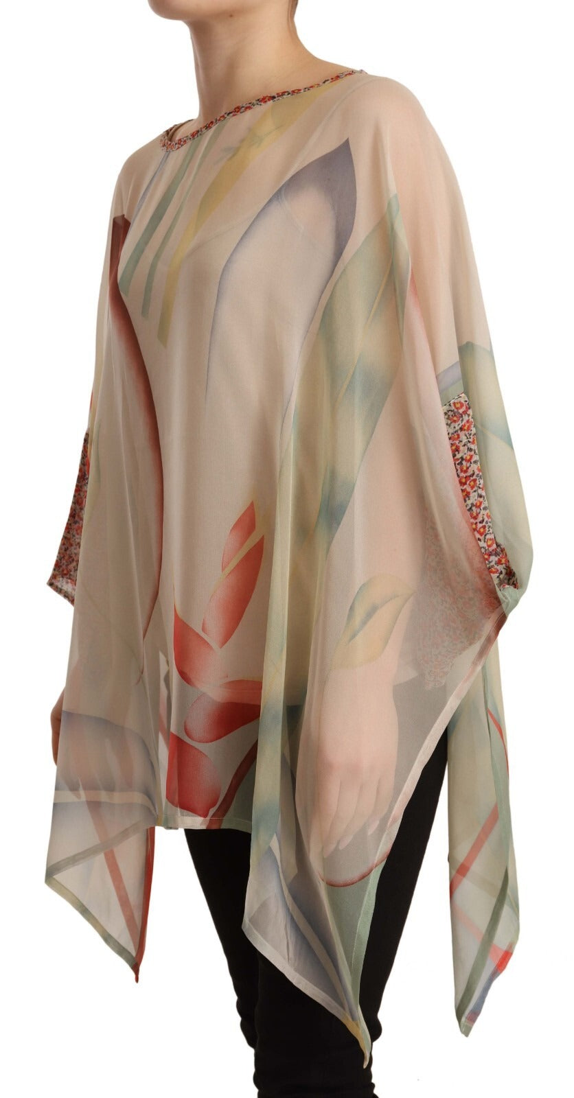 Etro Seidenponcho mit langem Arm und buntem Muster