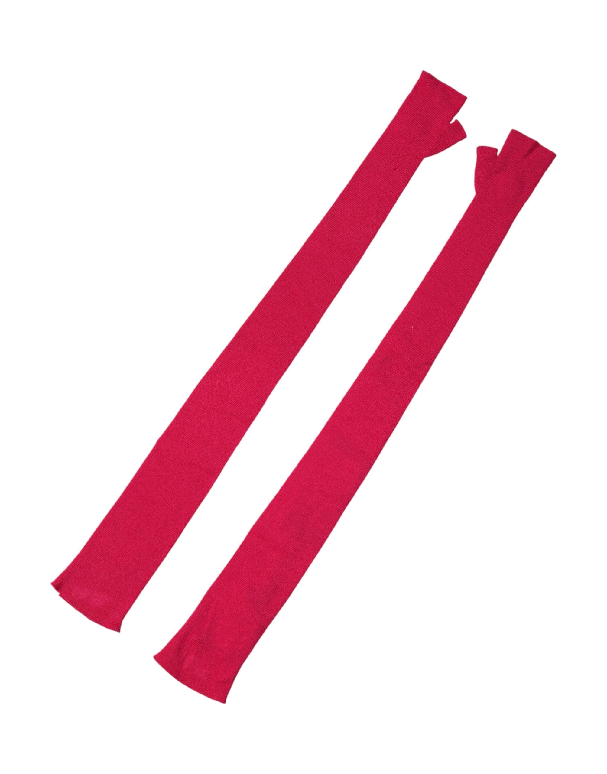 Dolce & Gabbana Fingerlose Ellenbogenlange Handschuhe aus Wolle in Rosa