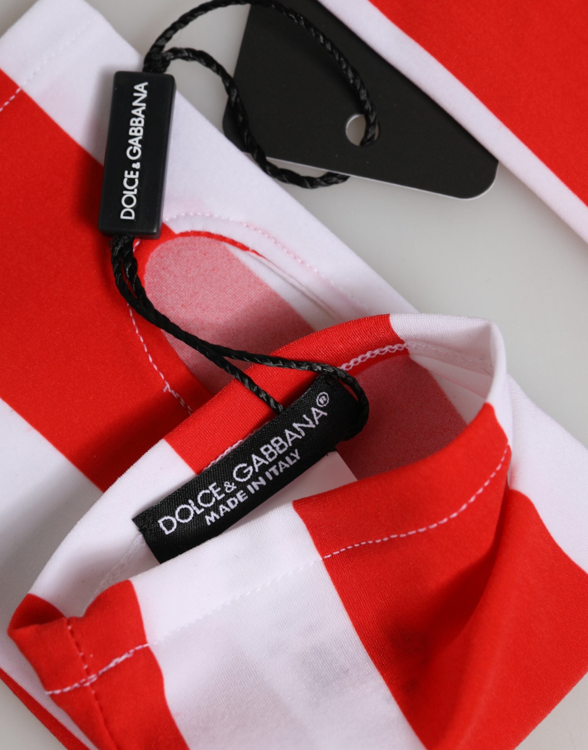 Dolce & Gabbana Rote und Weiße Fingerlose Handschuhe aus Nylon