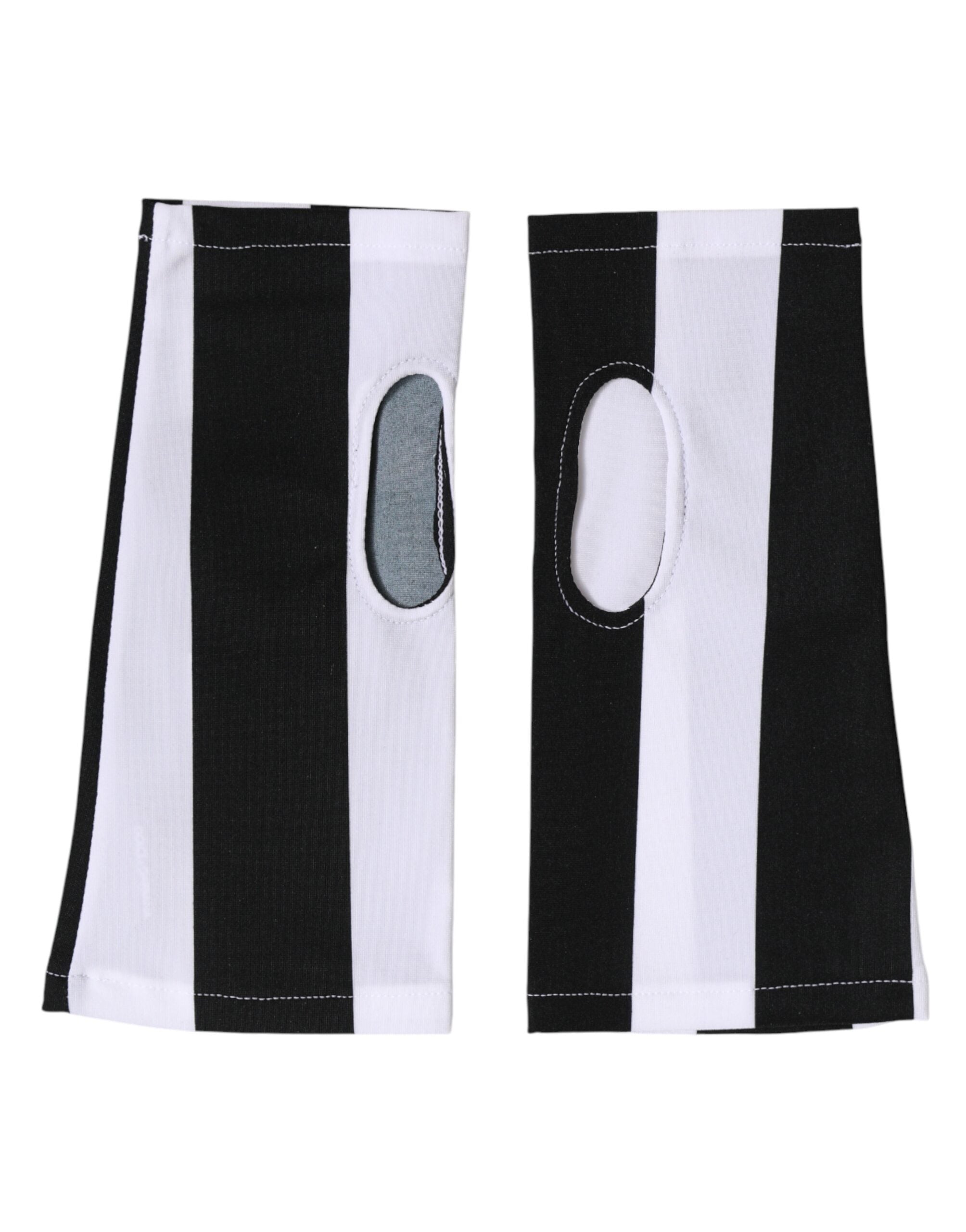 Dolce & Gabbana Fingerlose Handschuhe aus Nylon in Schwarz-Weiß