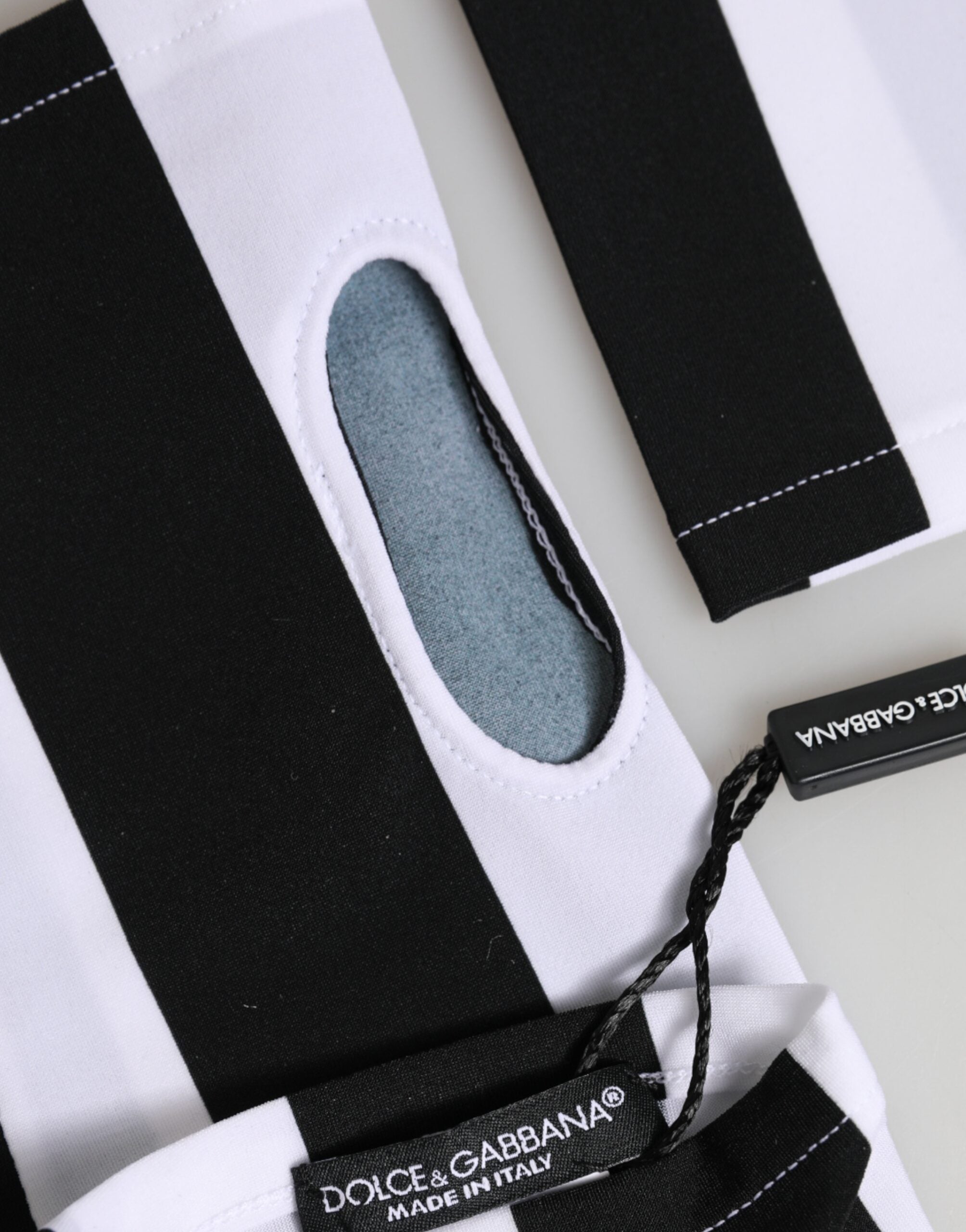 Dolce & Gabbana Fingerlose Handschuhe aus Nylon in Schwarz-Weiß