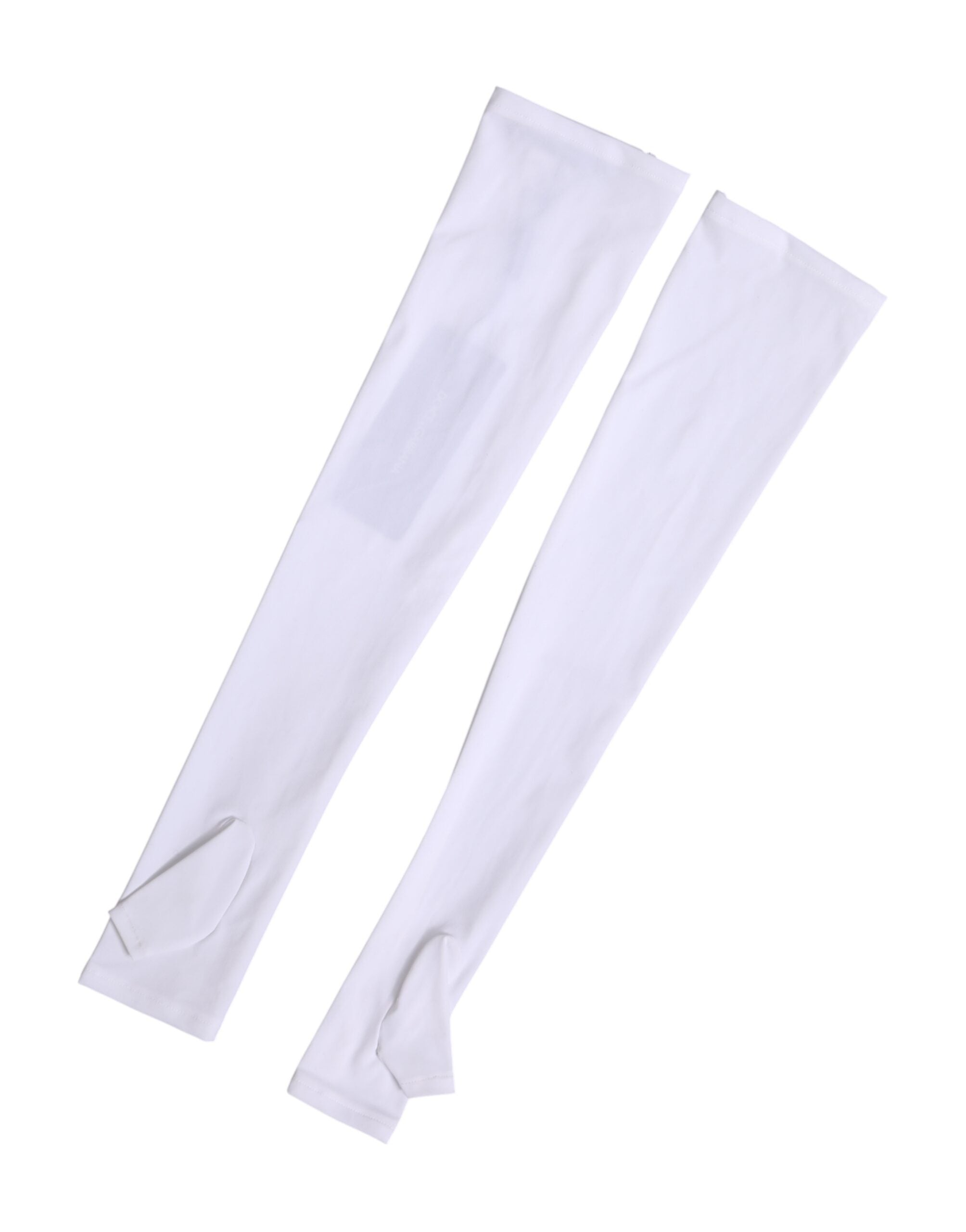 Dolce & Gabbana Weiße Nylon-Fingerhandschuhe bis zum Ellenbogen