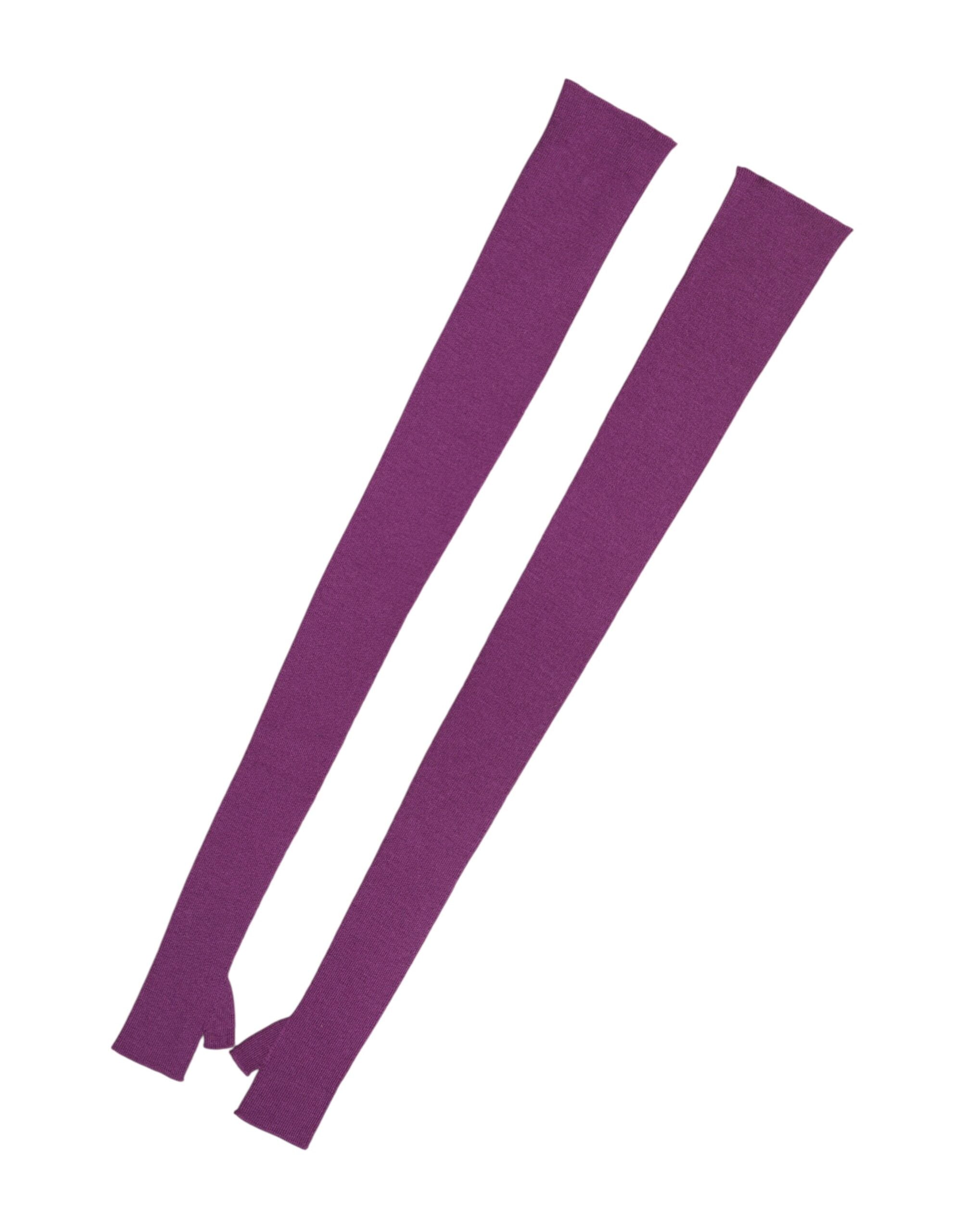 Dolce & Gabbana Lila Fingerlose Ellenbogenlange Damenhandschuhe, Einheitsgröße