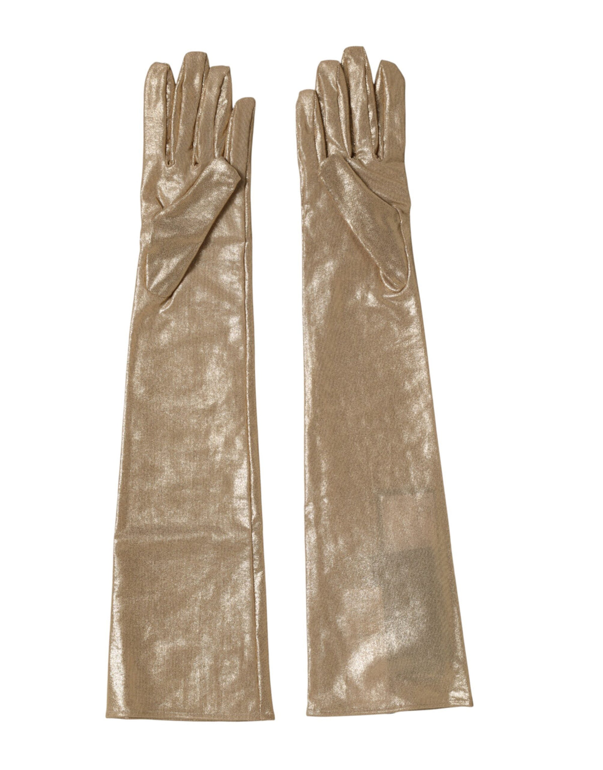 Dolce & Gabbana Beige Lange Fausthandschuhe aus Nylon bis zum Ellbogen