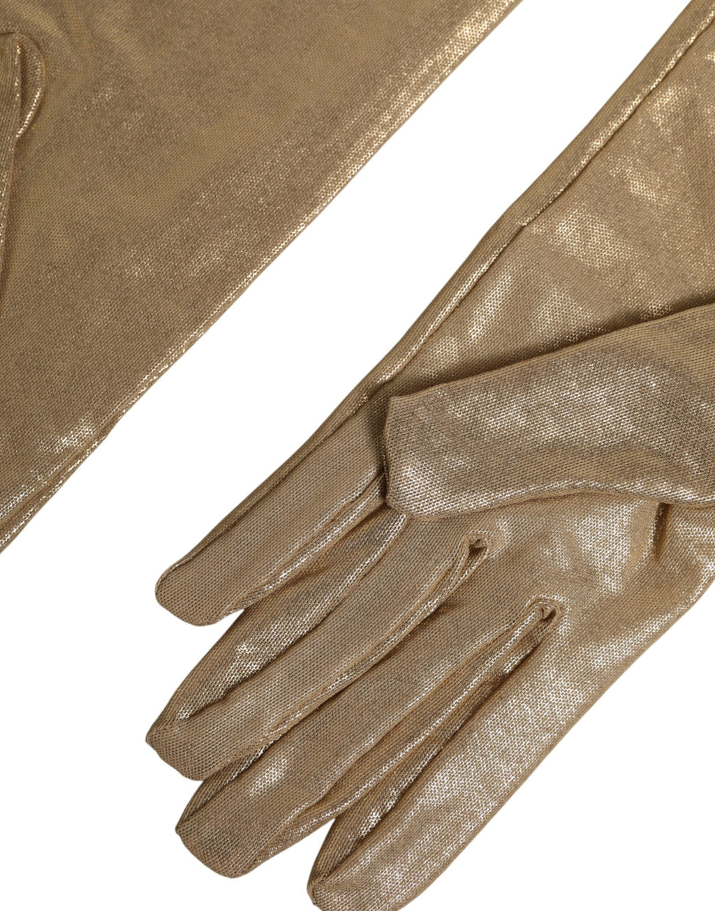 Dolce & Gabbana Beige Lange Fausthandschuhe aus Nylon bis zum Ellbogen
