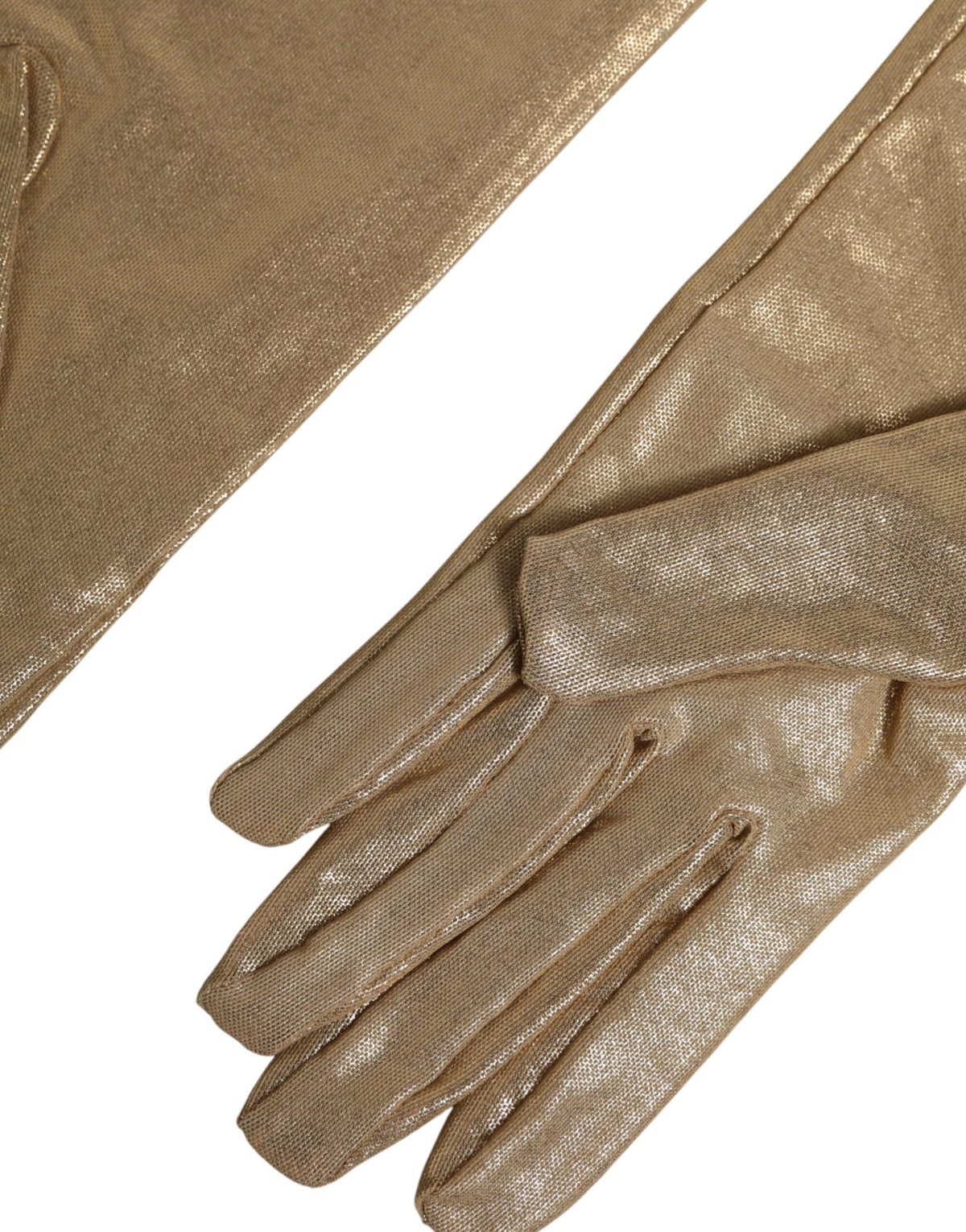 Dolce & Gabbana Beige Lange Fausthandschuhe aus Nylon bis zum Ellbogen