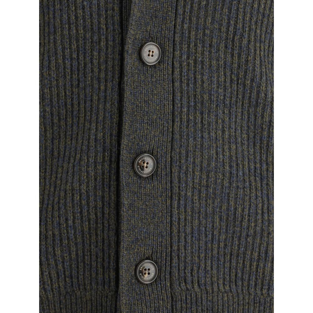 Brooksfield Grüner Wollcardigan aus Fleece