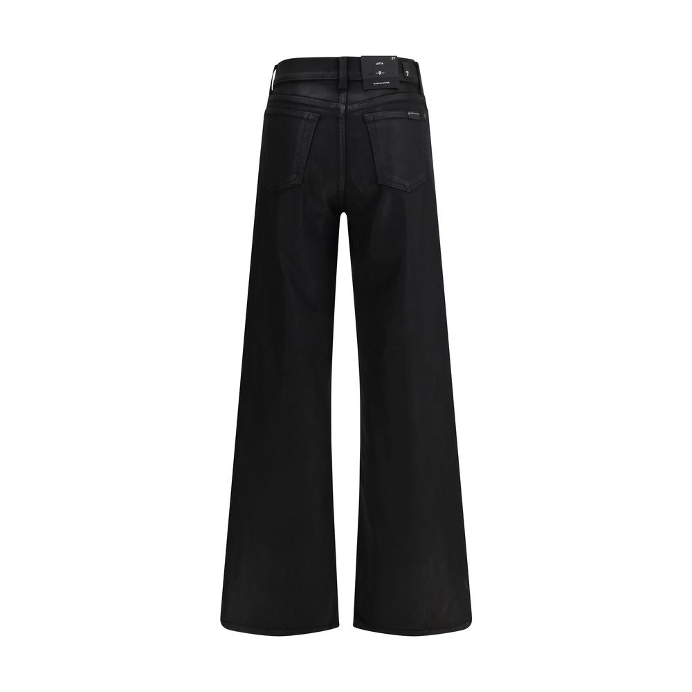 7FOR Schwarze Baumwoll-Jeans mit ausgestelltem Bein