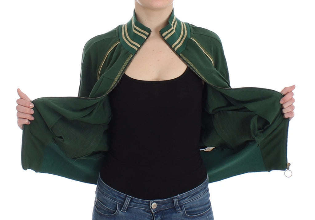 John Galliano grüner Stehkragen-Cardigan mit Reißverschluss, Sweatshirt, Pullover, Jacke