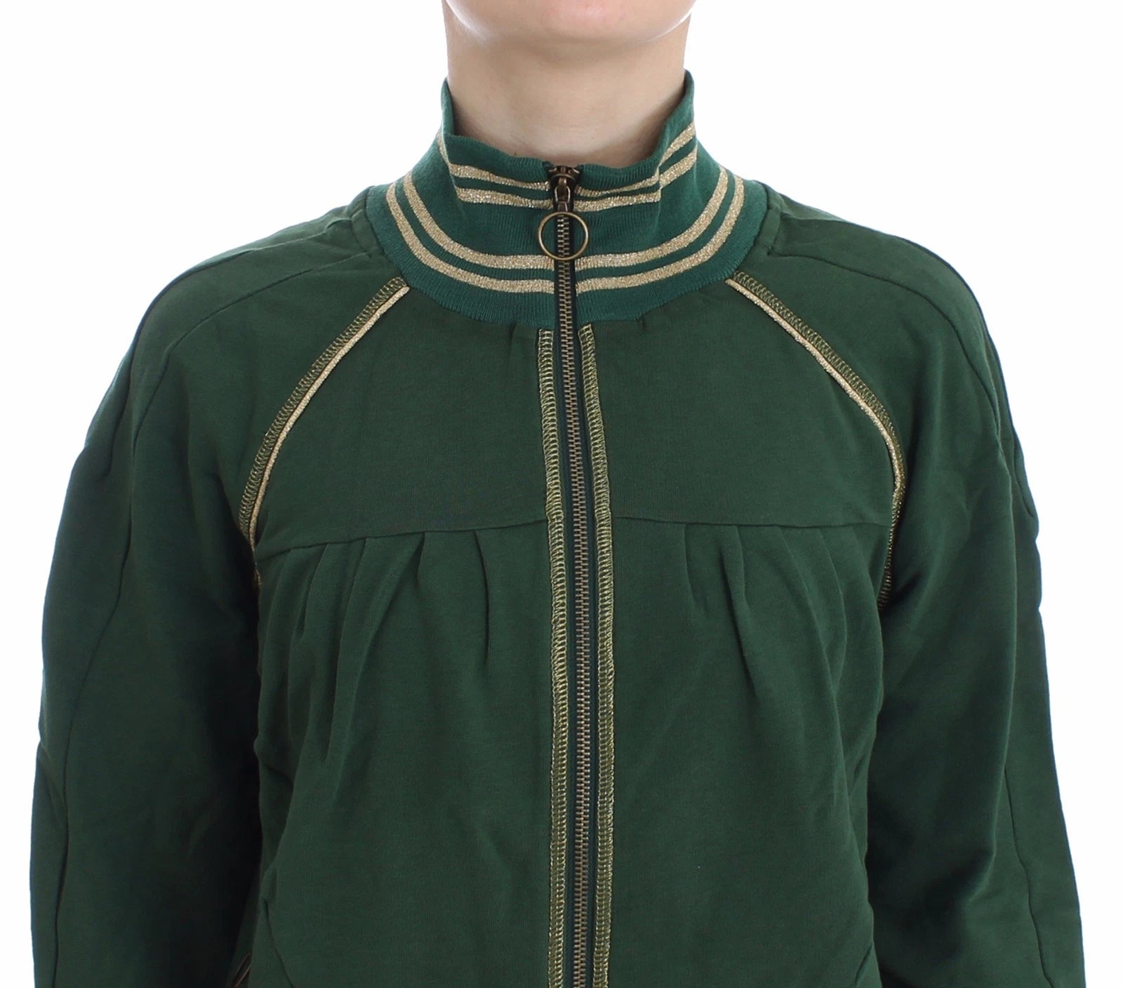 John Galliano grüner Stehkragen-Cardigan mit Reißverschluss, Sweatshirt, Pullover, Jacke