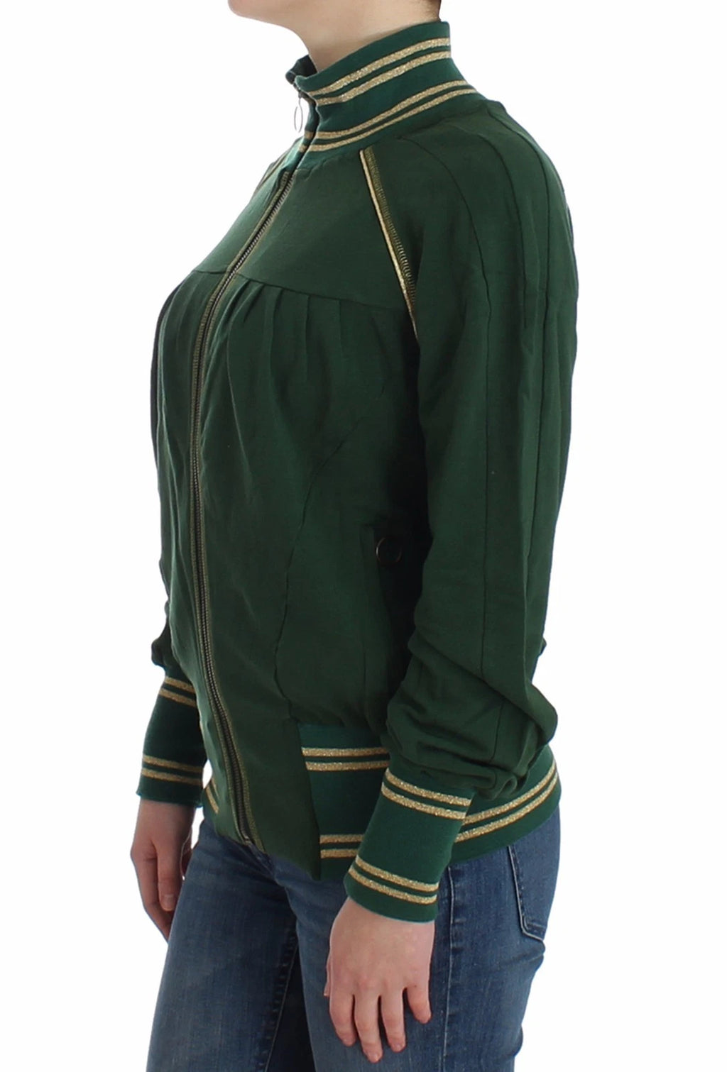 John Galliano grüner Stehkragen-Cardigan mit Reißverschluss, Sweatshirt, Pullover, Jacke