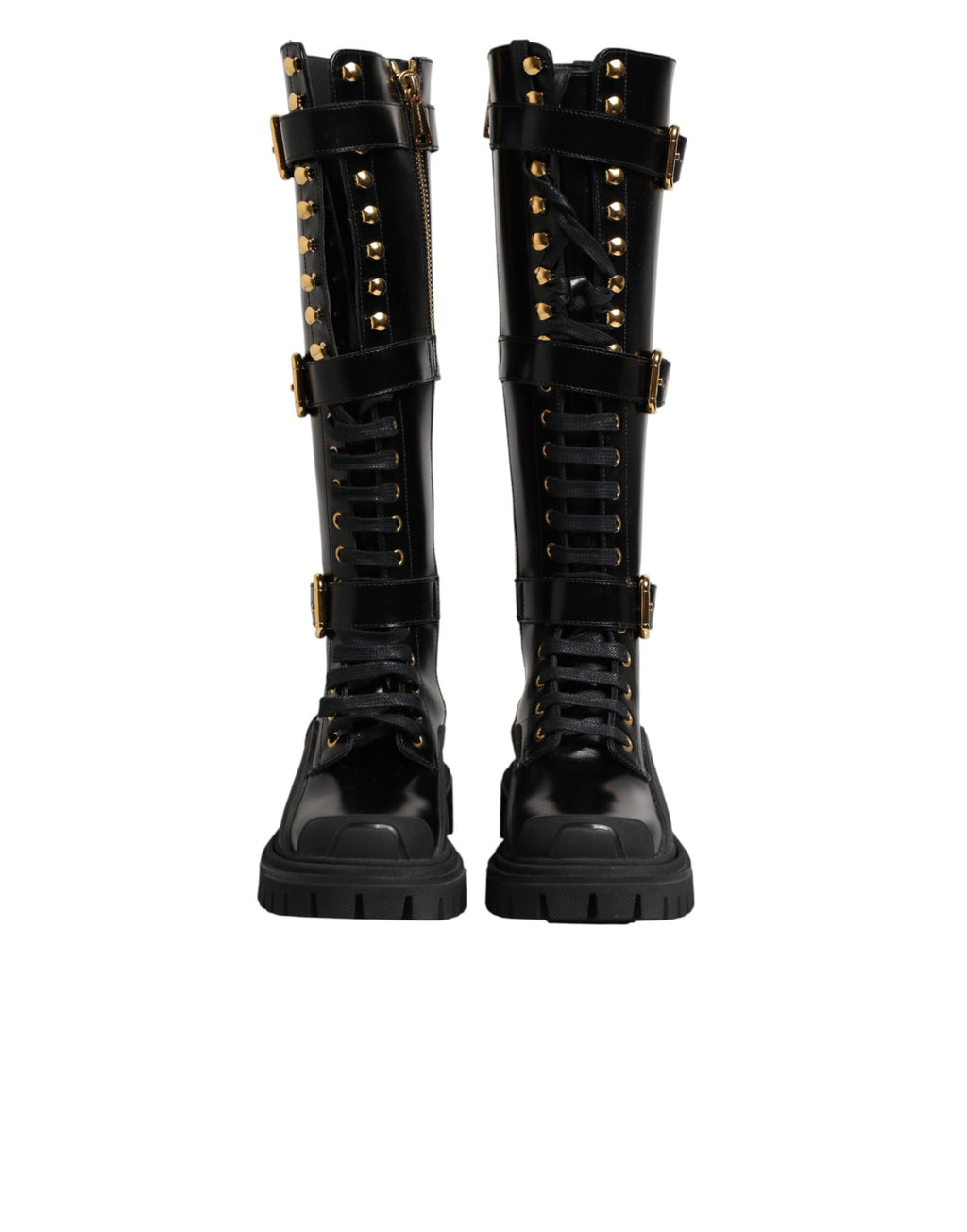 Dolce & Gabbana Schwarze Stiefel mit Schnallen und Stretch-Einsatz