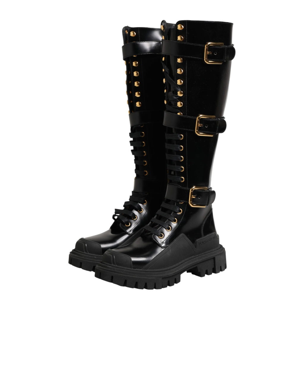 Dolce & Gabbana Schwarze Stiefel mit Schnallen und Stretch-Einsatz