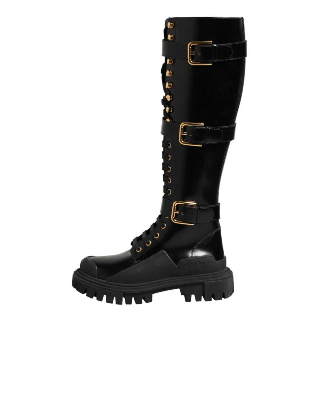 Dolce & Gabbana Schwarze Stiefel mit Schnallen und Stretch-Einsatz