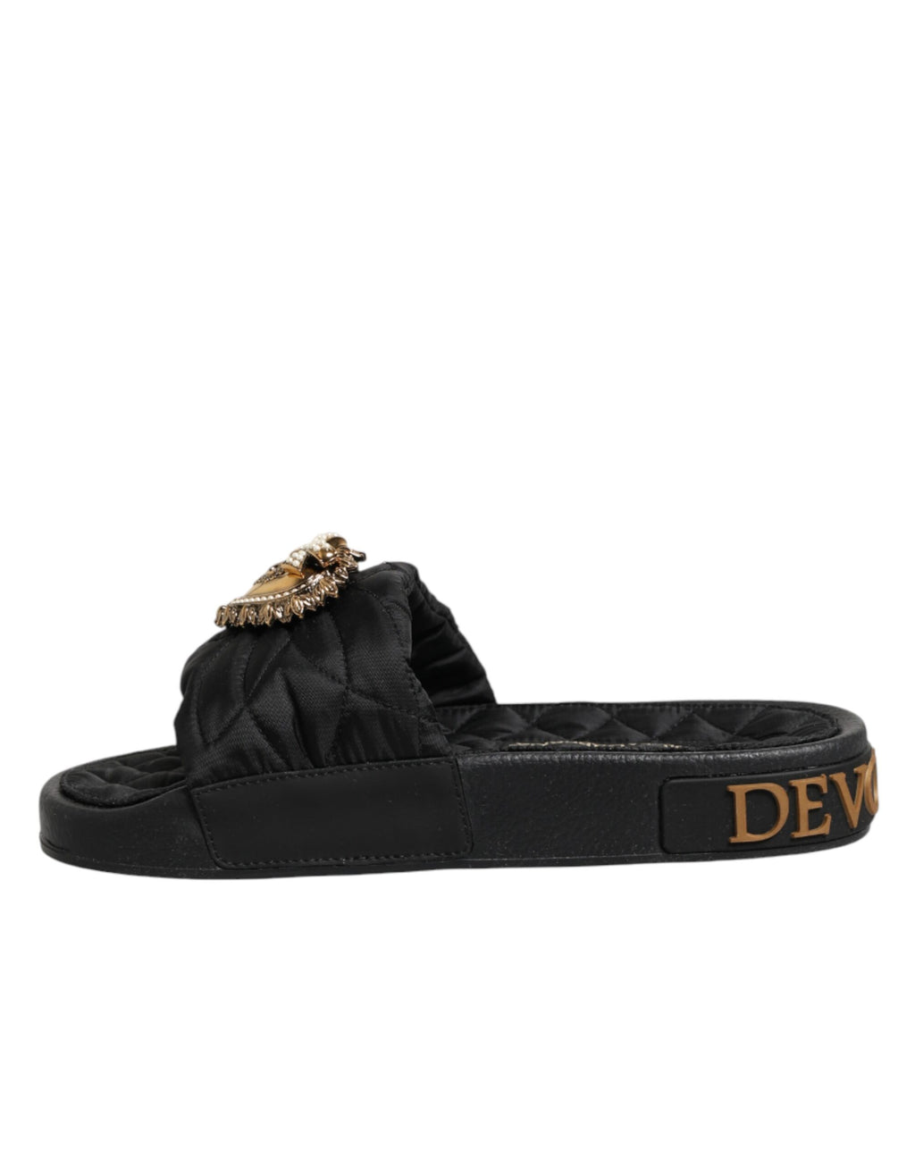 Dolce & Gabbana Schwarze Devotion Matelassé Leder Pantoletten