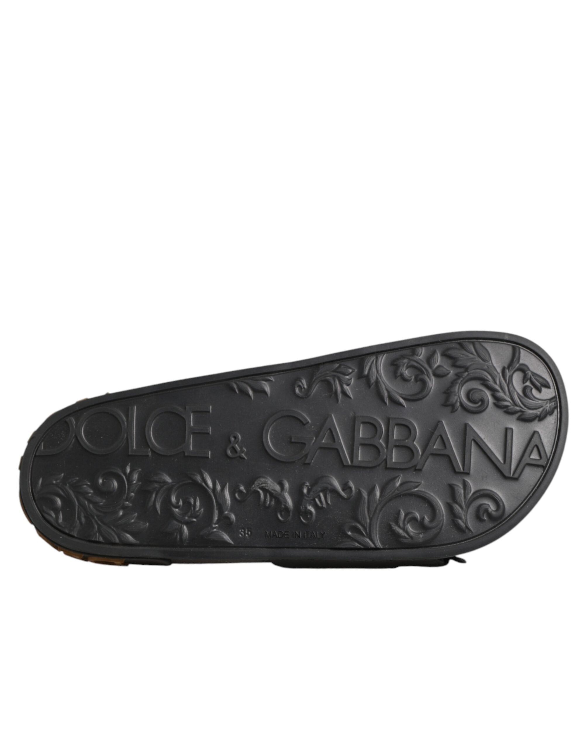 Dolce & Gabbana Schwarze Devotion Matelassé Leder Pantoletten