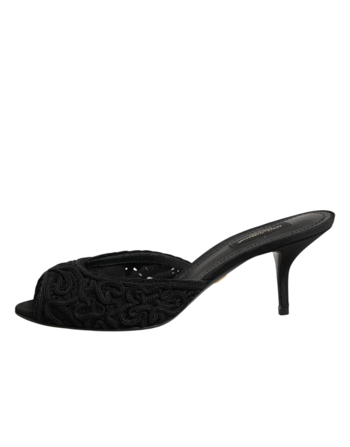 Dolce & Gabbana Schwarze bestickte Slip-On Absatz-Pantoletten