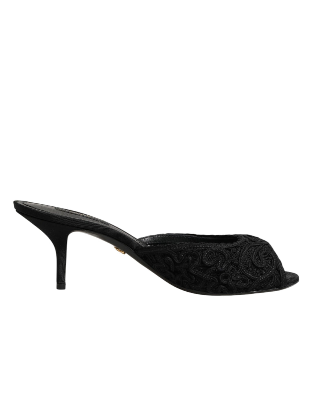 Dolce & Gabbana Schwarze bestickte Slip-On Absatz-Pantoletten