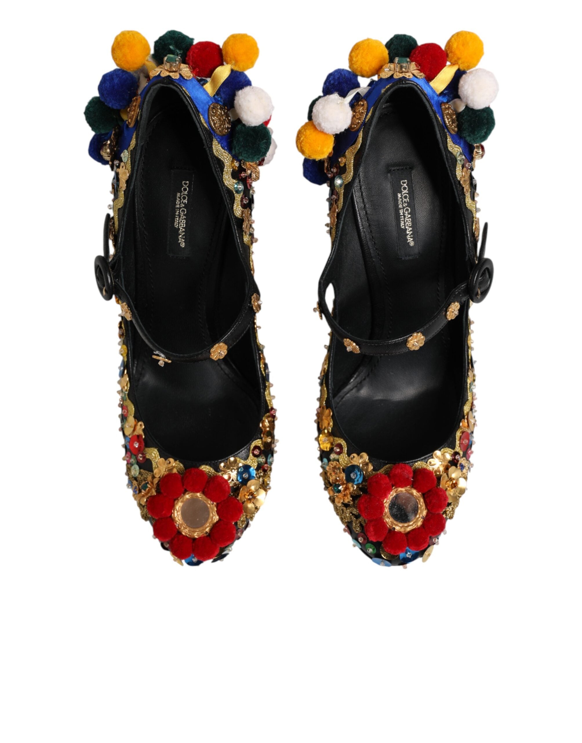 Dolce & Gabbana Schwarze Mary-Jane-Pumps mit Goldverzierungen